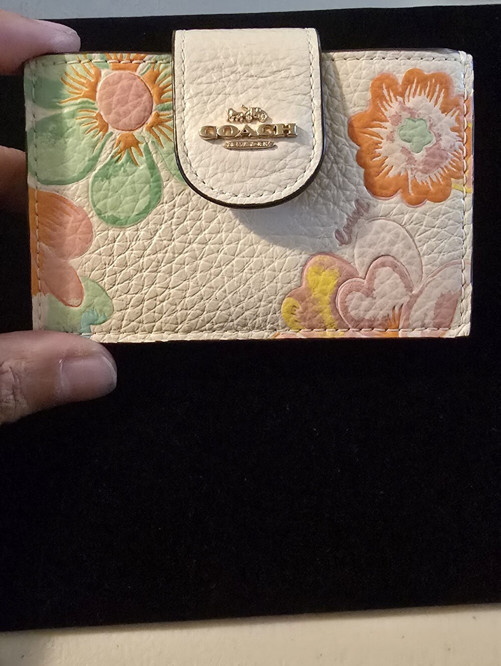 Coach Floral Embossed White Leather Wallet